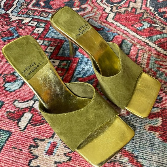 Jeffrey Campbell Shoes - Rare Jeffrey Campbell Mr. Big Slide Sandal in an Olive Green Suede— Women’s 10